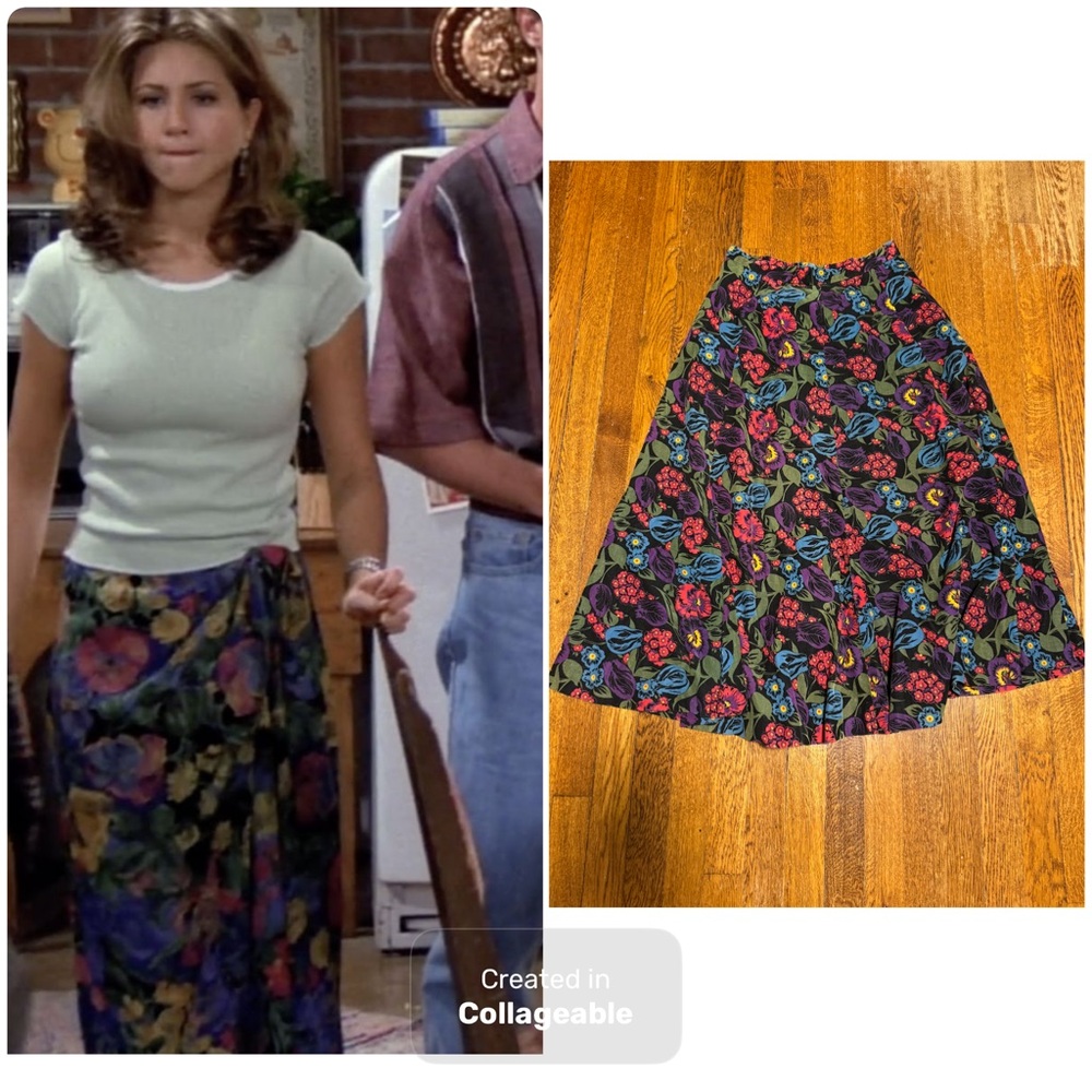 ASO Rachel Green Friends Alt Floral Whimsigoth Maxi Skirt Small Pleated Velvet